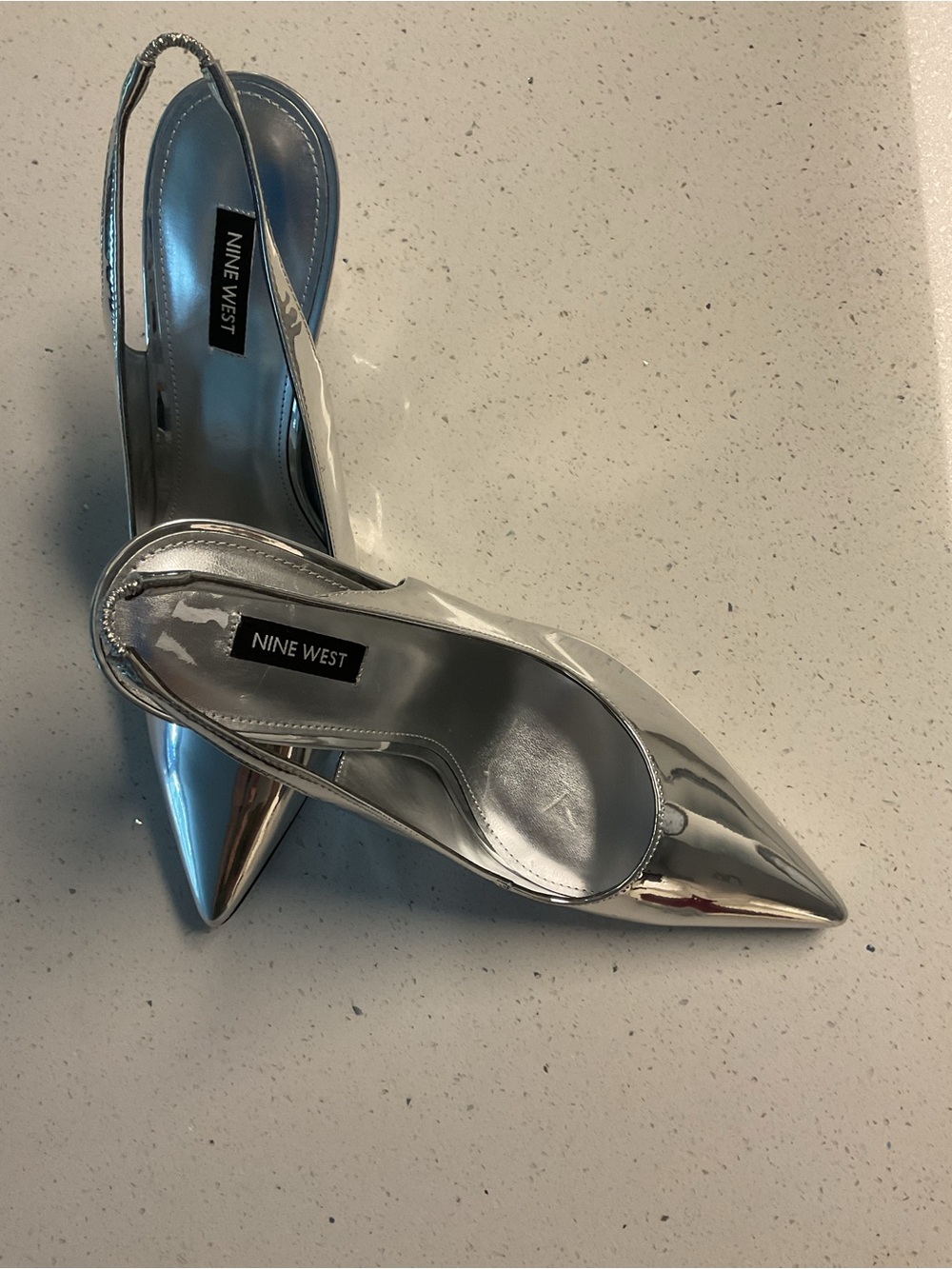 Nine West Silver Pointed Slingback Heels 11
